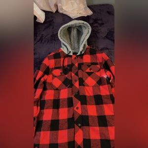 Plaid button up hoodie